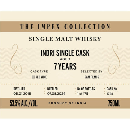 The ImpEx Collection Indri Single Cask 7 Year Old - Barbank