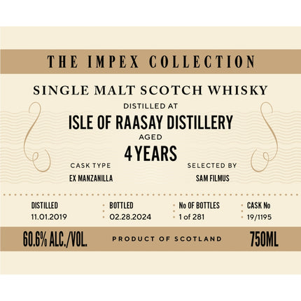 The ImpEx Collection Isle of Raasay Distillery 4 Year Old - Barbank