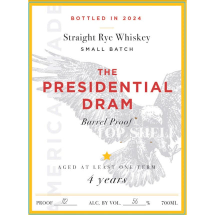 The Presidential Dram 4 Year Old Small Batch Rye 2024 Release - Barbank