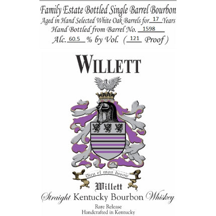 Willet 17 Year Old Single Barrel Bourbon Barrel #1598