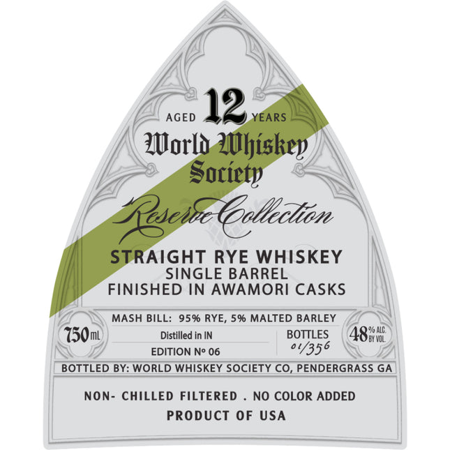 World Whiskey Society Reserve Collection 12 Year Rye Finished in Awamori Casks - Barbank