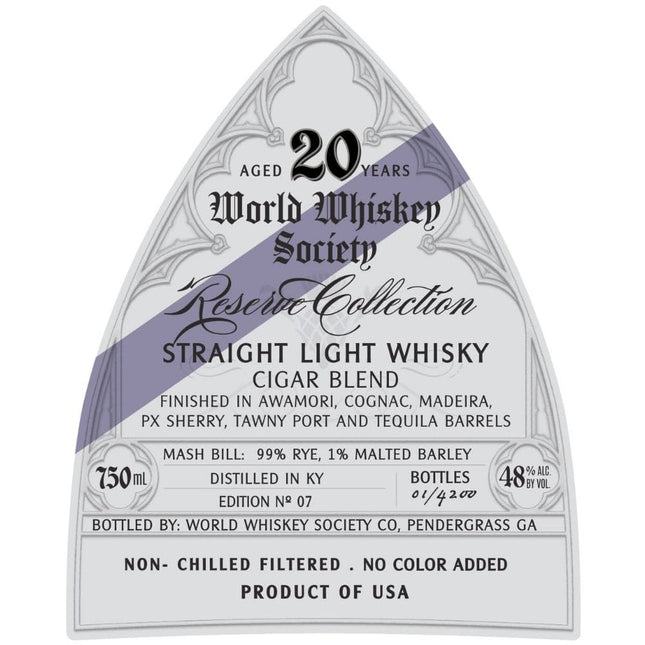 World Whiskey Society Reserve Collection Cigar Blend Light Whiskey - Barbank