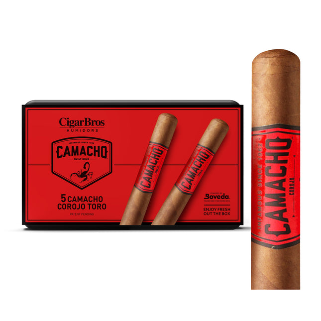 Camacho Corojo By CigarBros 5ct Camacho Corojo Toro + 5% Discount + FREE Humidor