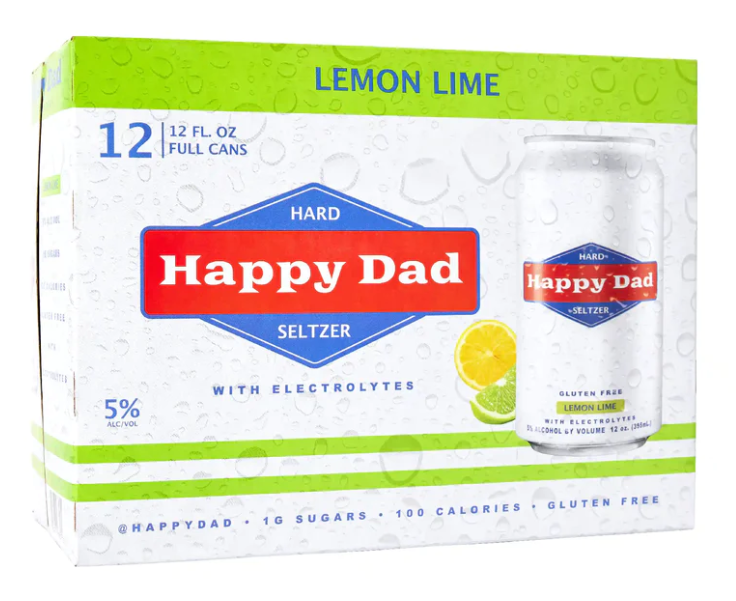 Happy Dad Seltzer Lemon Lime 12 Pack