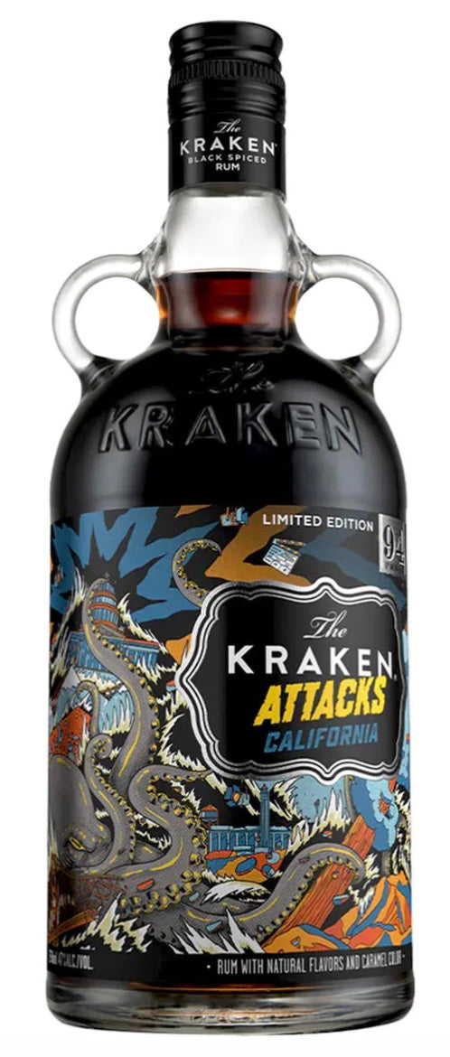 Kraken Attacks California Black Spiced Rum 94 Proof