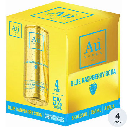 AU Vodka Blue Raspberry Soda RTD 4 Pack 355 ML