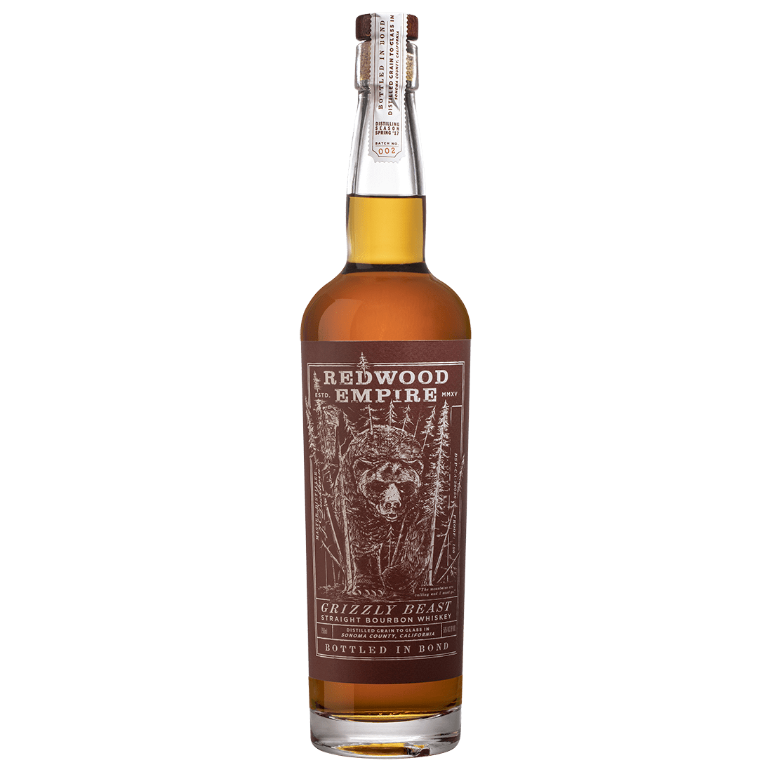 Redwood Empire Grizzly Beast Bottled In Bond Bourbon Whiskey - Barbank