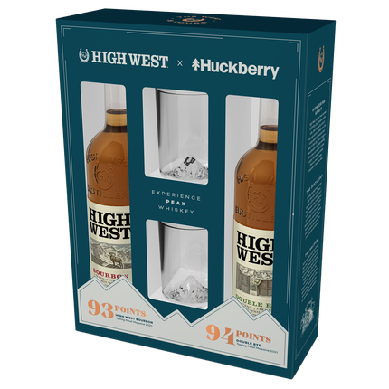 High West Huckberry Holiday Gift Set With 2 Mt. Rainier Whiskey Peaks Glasses - Barbank