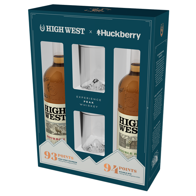 High West Huckberry Holiday Gift Set With 2 Mt. Rainier Whiskey Peaks Glasses - Barbank