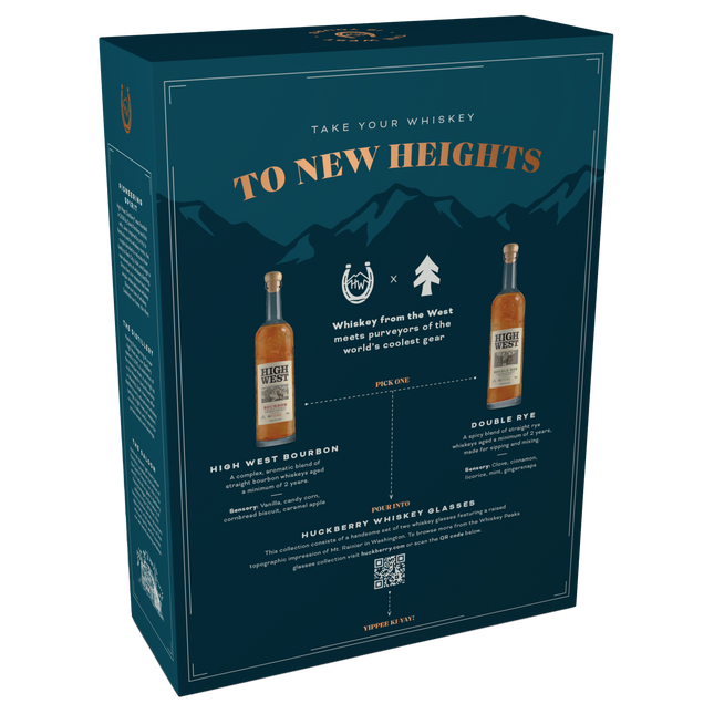 High West Huckberry Holiday Gift Set With 2 Mt. Rainier Whiskey Peaks Glasses - Barbank