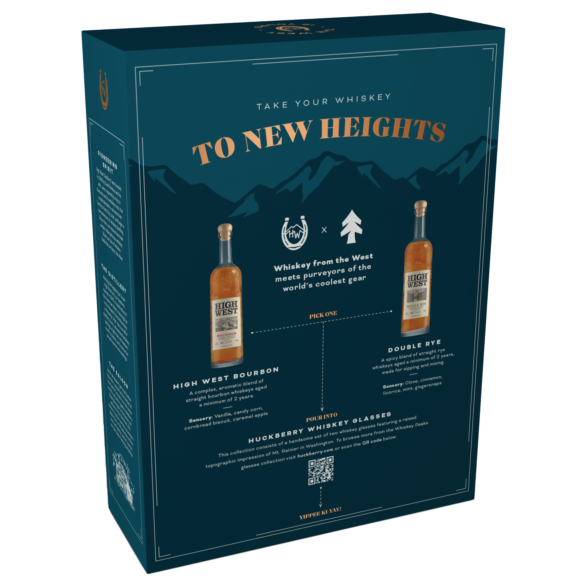 High West Huckberry Holiday Gift Set With 2 Mt. Rainier Whiskey Peaks Glasses - Barbank